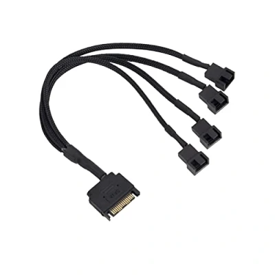 Immagine di YieJoya adattatore per ventola di raffreddamento, cavo da 15 pin SATA a 4 x 3 pin/4 PMW 12 V, alimentazione (PWM) SATA, splitter Y