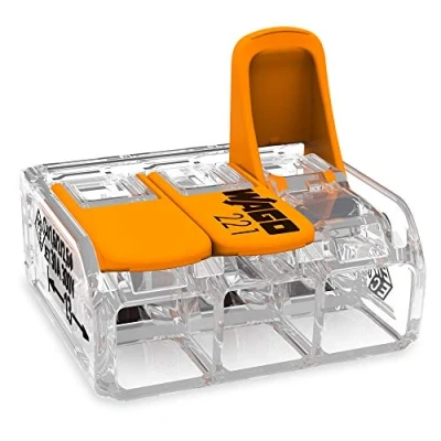 Immagine di Wago Compact 221 613 Morsetti di collegamento, 3 poli, fino a 6 mm², connettori per cavi con leva tutti i tipi conduttori tutto il mondo, sicurezza applicazioni confermata, 30 pezzi