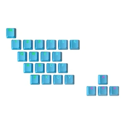 Immagine di Ranked Set di 23 Tasti in ​​Gomma Double Shot Traslucido Profilo OEM per Tastiere da Gioco Meccaniche(Neon Blue, Tasti)
