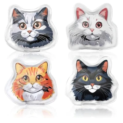 Immagine di com four® 4X scaldamani tascabili riutilizzabili con Motivo Gatto Cuscinetto Termico per giornate Fredde e in Viaggio Cuscino (4 Pezzi colorato)