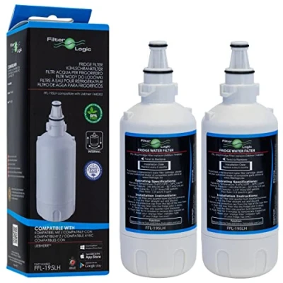 Immagine di 2x FilterLogic FFL 195LH Filtro acqua compatibile con cartuccia Liebherr 7440000, 7440002, 7731240 0210 per frigo frigorifero americano 4 porte