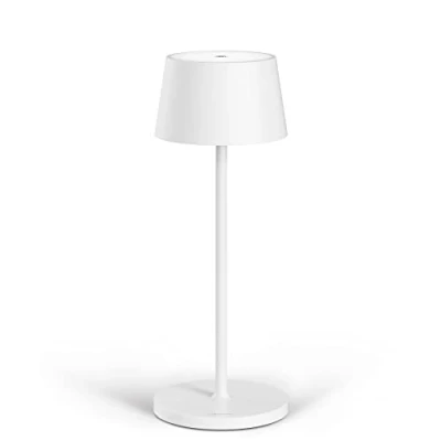 Immagine di Stilosa Lampada da Tavolo Senza Fili Abat Jour Led Ricaricabile Scrivania e Comodino di Design Lume Touch USB C Luce Wireless Salotto Dimmerabile Lampade Ristorante Bianco Opaco