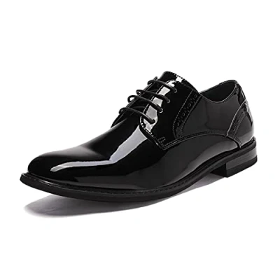 Immagine di Bruno Marc Scarpe Eleganti Uomo in Pelle Stringate Derby Basse Vintage Elegante Classiche Oxford,Size 41,Nero/Pat,PRINCE 16