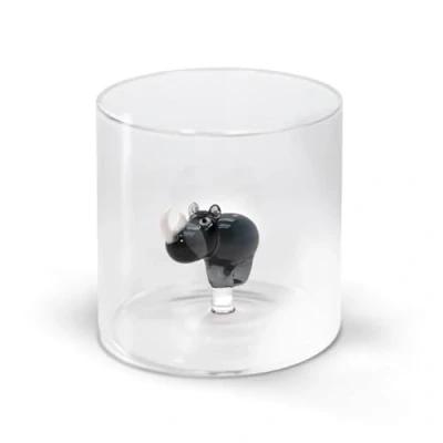 Immagine di WD Lifestyle Bicchiere in Vetro Borosilicato 250ml con Soggetto Colorato Interno (Rinoceronte)