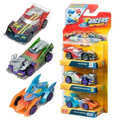 Immagine di T Racers Mix &#039;N Race 3 Pack Confezione da Auto collezione. rimovibili in due parti e con intercambiabili. 3/4