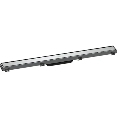 Immagine di hansgrohe RainDrain Match set di canalina doccia con cornice ad altezza regolabile, canale drenaggio 800 mm, scarico a pavimento, cromo