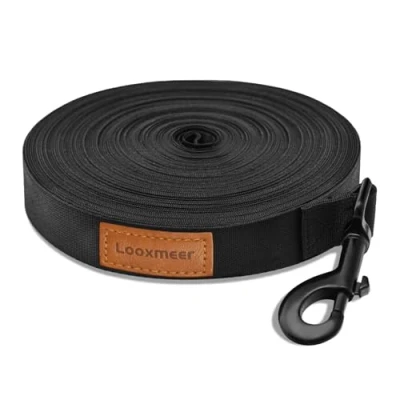 Immagine di Looxmeer Guinzaglio Addestramento per Cani, Cani 3 m/5M/10M/15M/20M/25M/30M con Maniglia Imbottita, Moschettone e Custodia, Resistente Leggero Tutti i Allenamento, Corsa