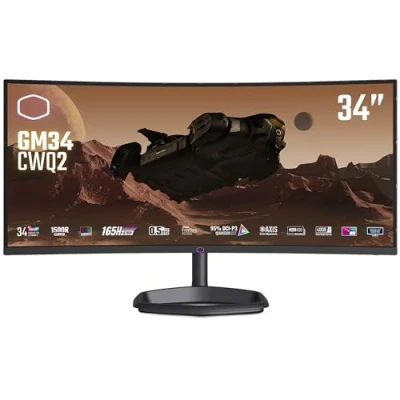 Immagine di Cooler Master GM34 CWQ2 Monitor Gaming Curvo 34&quot; 1500R UWQHD (3440x1440), 165 Hz, MPRT 0,5ms, Pannello VA, FreeSync Premium, 95% DCI P3 Quantum Dot, HDR 400, Supporto 3 vie, DP 1.4, HDMI 2.0, USB C
