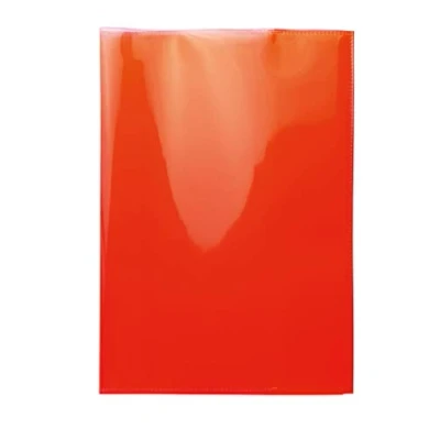 Immagine di HERMA 19616 Copertina per quaderni, formato A5, in resistente pellicola di polipropilene, lavabile, extra spessa, quaderni scolastici, confezione da 10, colore: Rosso trasparente