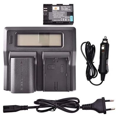 Immagine di DSTE® 2 Pack Ricambio Batteria LP E6 + LCD Dual Caricabatterie Compatibile per Canon E6N EOS 5D Mark II III IV 5DS R 80D 90D 7D markII markIII XC10 XC15 Digital Fotocamera