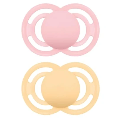 Immagine di MAM Perfect succhietti 6+ mesi (confezione da 2), più sottili e morbidi con custodia viaggio autostimizzante, elementi essenziali per neonati, rosa (i disegni possono variare)