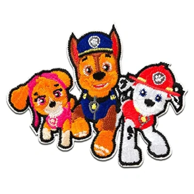 Immagine di Toppe termoadesive Paw Patrol Squadra Dei Cuccioli Chase Marshall Skye colorato 6,1x7,5cm Spin Master Patch Toppa ricamate Applicazioni Ricamata da cucire adesive