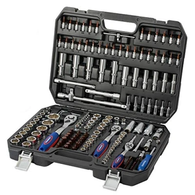 Immagine di WORKPRO Set di Chiavi a Bussola e Cricchetto 1/4&quot;+ 3/8&quot;+ 1/2&quot; 172 Pezzi, Metrica Cr V con Chiavie Sgancio Rapido 72 Denti, Utile per Riparazioni Auto, Profi, Meccanico