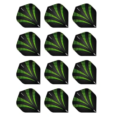 Immagine di RED DRAGON Hardcore Radical Nero e Verde Burst Dart Standard di Spessore Extra 4 Set per Confezione (12 Voli in Totale)