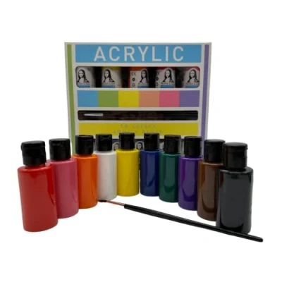 Immagine di Bastelzone Set di Colori per pittura con pennello. 10 ciascuno da 36 ml. acrilici altamente pigmentati e coprenti tela, legno, pietra, carta, metallo, ecc.