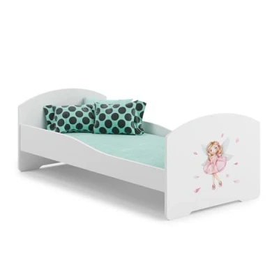 Immagine di KOBI Letto per bambini con materasso LUK, bianco la cameretta dei un ragazzo e una ragazza materasso, rete inclusa (Una le ali, 160x80)