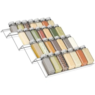 Immagine di Porta Spezie da Cassetto Portaspezie a in Acrilico, 4 Livelli Regolabile, Organizzatore per Cucina Salvaspazio 33.5cm