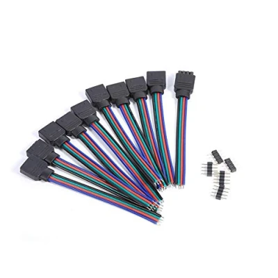 Immagine di Tnfeeon Cavo di collegamento RGB maschio femmina a 4 pin, connettore per striscia LED 10 pezzi, strisce SMD 3528 5050