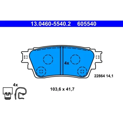 Immagine di ATE 13.0460 5540.2 Kit pastiglie freno con segnalatore acustico usura MITSUBISHI: Eclipse Cross, OUTLANDER 3