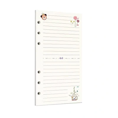 Immagine di Zelten Carta perforata multicolore, 45 fogli, 90 pagine, per rilegatura a 6 fori, quaderno ricaricabile (A6, Fairy Tale Ruled)