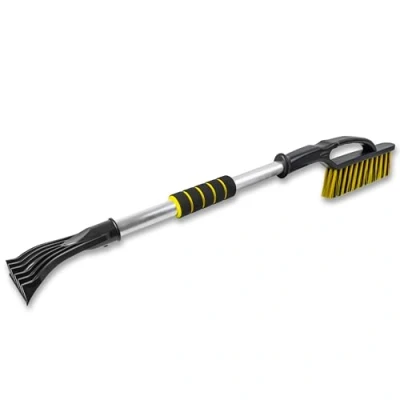 Immagine di ToM PaR Spazzola e Raschiaghiaccio per Ghiaccio 2 in 1 Robusta Maniglia Alluminio Impugnatura Morbida ed ergonomica Scopa Raschietto Pulizia Auto da Neve Lunghezza: 75 cm Giallo