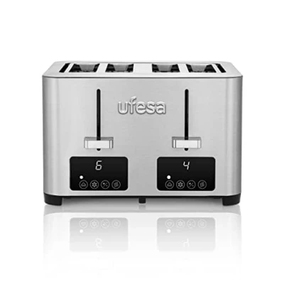 Immagine di Ufesa Quartet Delux, Tostapane Acciao Inox, 2 Schermi Digitali LCD, 1500 W, 4 Fessure, Bocca Ampia, 7 Livelli di tostatura