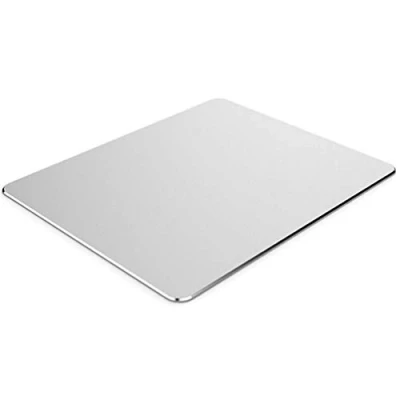 Immagine di Tappetino per Mouse in Metallo Alluminio con Design a Doppia Faccia, Pad Rigido Impermeabile Giochi e Ufficio (Rettangolo Argento, 30cmx24cm)