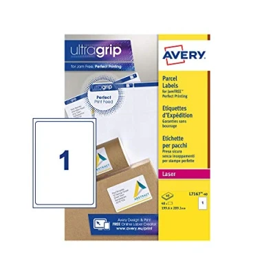 Immagine di Avery Addressing Labels Laser Jam free 1 per Sheet 199.6x289.1mm White Ref L7167 40 [40 Labels]
