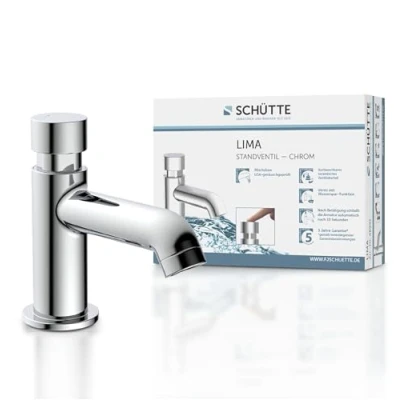 Immagine di Schütte rubinetto per acqua fredda LIMA, il bagno, da bagno solo fredda, valvola di appoggio con elegante maniglia pressione, 46951