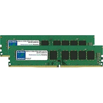 Immagine di Global Memory Kit memoria RAM DDR4 3200 MHz PC4 25600 288 PIN ECC DIMM (UDIMM) da 32 GB (2 x GB) per server/workstation/schede madri
