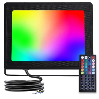 Immagine di Aigostar Faretto LED per esterni da 50W, a colori RGB con telecomando, 6 modalità stroboscopiche, DI, timer, regolabile, IP65 impermeabile giardino, feste, ecc.
