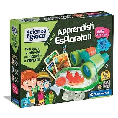 Immagine di Clementoni Lab Apprendisti Esperimenti di Scienza, Kit Esploratore, Gioco Scientifico Bambini 5 Anni, Laboratorio, con Binocolo, Made in Italy, Colore Italiano, Medium, 19363