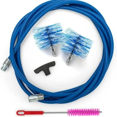 Immagine di BARETTO Kit per Pulizia della Stufa a Pellet, Prolunga di 3 Metri la Pellet con Curvatura 90, 2 Scovolini Standard in Nylon 80 mm e 100mm, Scovolino multiuso Manico