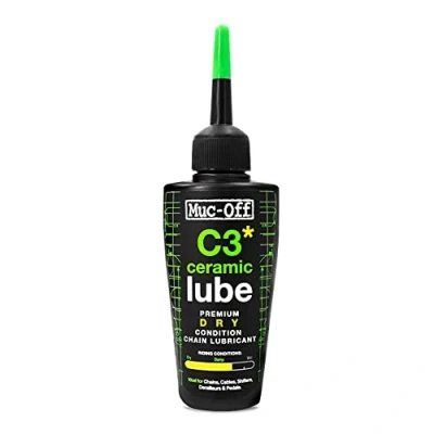 Immagine di Muc Off C3 Ceramic Wet Chain Lube, 50 ml Grasso Ceramico per Catena di Alta Qualità, Lubrificante Bici con Colorante Tracciante UV Formulato Climi Asciutti e Polverosi