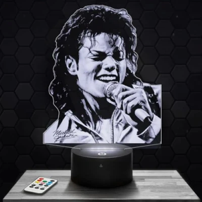 Immagine di Lampada da comodino, Luce notturna tattile M. Jackson illusione 3D LED, idea regalo di Natale per ragazzi e ragazze notte bambini o adulti TOP