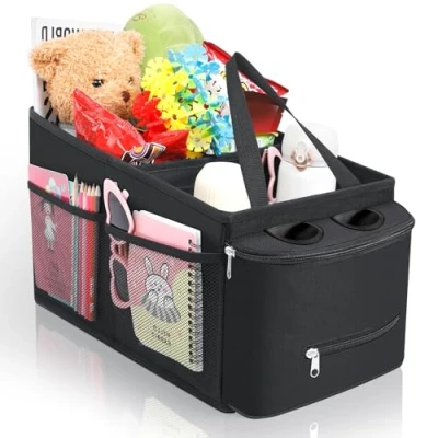 Immagine di Romon Organizer Auto, Bagagliaio Autos Sedile Anteriore Posteriore Car Organizers Bambini per Caddy con Divisorio, Maniglie e Tasche Multiple in Rete Giocattoli Libri Snack Tablet