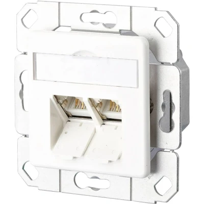 Immagine di Metz Connect Presa di rete Da incasso Inserto con piastra centrale CAT 6 2 Porte Bianco puro