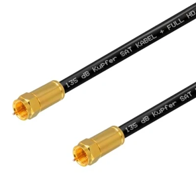 Immagine di hb digital 2m HDTV puro rame SAT cavo antenna 5 strati schermato max 135dB collegamento RG6 coassiale con connettori compressione placcato oro FullHD 3D UHD Ultra 4K connettore F