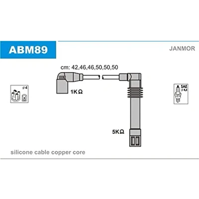 Immagine di JANMOR ABM89 Kit Cavi Accensione AUDI: A6 C4 Avant, A4 B6/B7 Cabrio, B5 Sedan, VOLKSWAGEN: Passat Variant, GP Sedan