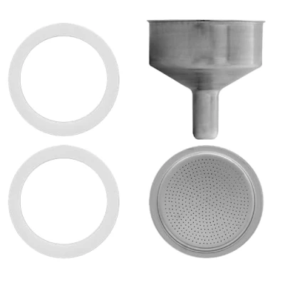 Immagine di Sicignano Set di Ricambio per Caffettiera, Include 2 Guarnizioni, 1 Filtro, Imbuto Compatibili con Moka, Morenita, Break, Dama, Venus, Junior Tazza