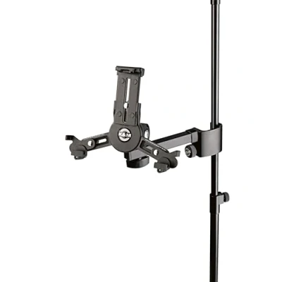 Immagine di K&amp;M 19796 Supporto per tablet, nero Accessorioper aste di microfono, inclinabile flessibile, adattabile alle marche più popolari