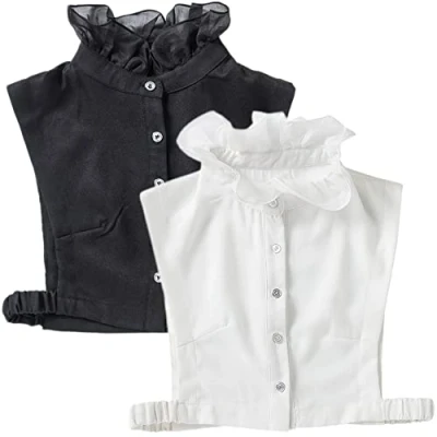 Immagine di LoudSung Camicetta staccabile mezza camicia colletto finto con volant floreale Pizzo tipo elegante per donne ragazze, bianco, 52