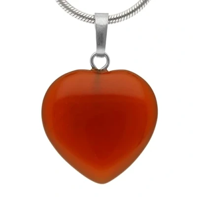 Immagine di Lebensquelle Plus ciondolo a forma di corniola, in pietra preziosa, 2 x cm, cuore con occhiello, Acciaio inossidabile, Cristallo rocca