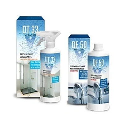 Immagine di Metacril Detergente e DISINCROSTANTE ANTIGOCCIA per box doccia + Super anticorrosivo concentrato: DT33 500ml con vapo DF50