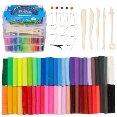 Immagine di THE TWIDDLERS 50 Colori Argilla Polimerica Sicuro e Non Tossico Modellazione Set con Accessori Scatola Attraenti Vibranti Morbida Ideale per Mani Piccole