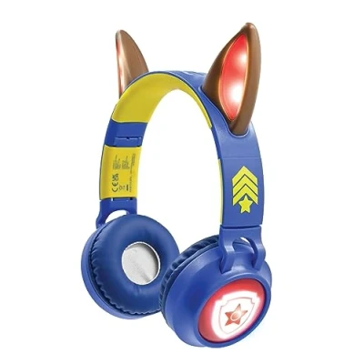 Immagine di Casco lum. Bluetooth pieghevole e cablato con design 3D delle orecchie di Chase Paw Patrol limitazione del volume