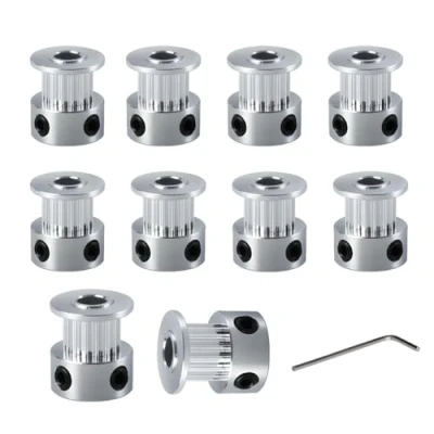 Immagine di BZ 3D Puleggia GT2 20 Denti foro 6.35mm Larghezza 6mm Pulegge Alluminio 20T Bore Pulley per Cinghia Dentata Stampante e CNC.(10 pezzi)