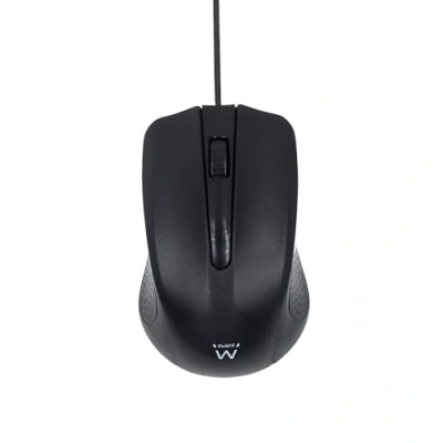 Immagine di Ewent EW3300 Mouse ottico con cavo USB a 3 pulsanti, 1000 DPI, design ergonomico, ambidestro, PC/Mac / ‎Laptop/Chromebook ‎Nero