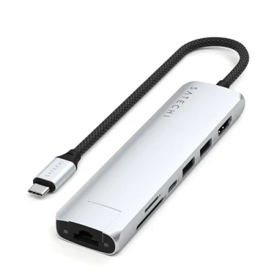Immagine di Satechi Slim 7 (USB C, 7 Porti), Docking station + Hub USB, Argento