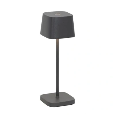 Immagine di Zafferano, Lampada Ofelia Micro, da Tavolo Ricaricabile e Senza Fili con Controllo Touch, Adatta per Salotto ed Esterni, Dimmer, 2200 3000 K, Altezza 20 cm, Colore Grigio Scuro